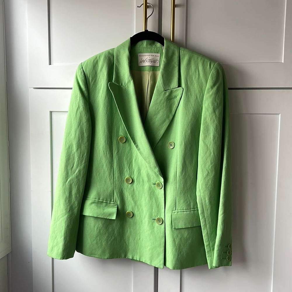 Lord & Taylor Linen Green Blazer
